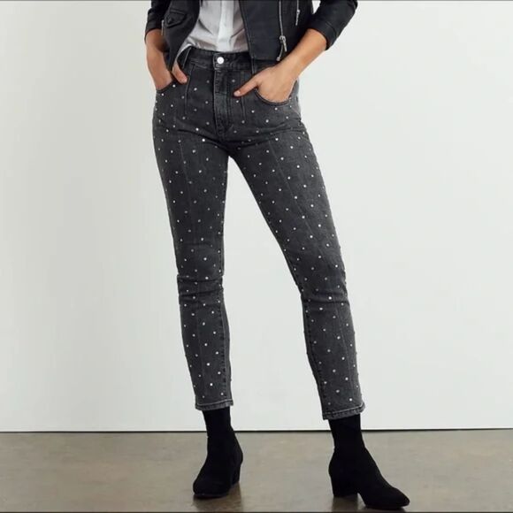 ANTHROPOLOGIE Pilcro Rhinestone Skinny Denim Sz 25 - Picture 1 of 6